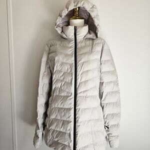 32 Heat Womens L Puffer Hooded Coat Light Gray